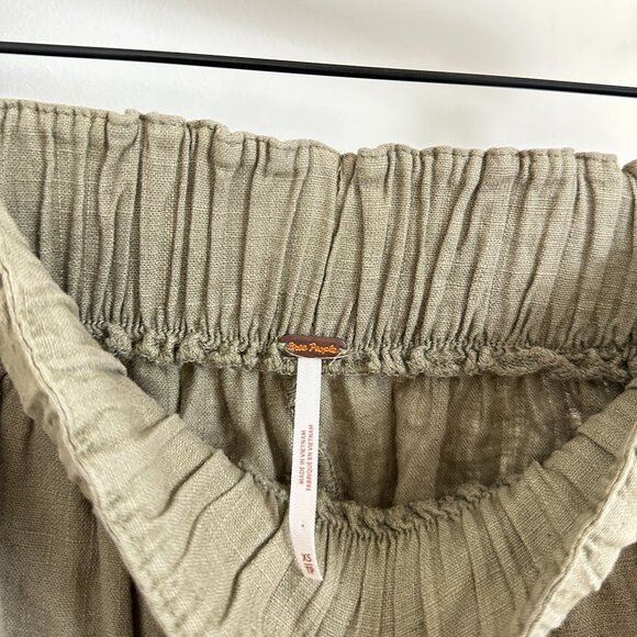 FREE PEOPLE Days End Pull-On Linen Blend Wide Leg Pants in Caiman Size X-Small - Picture 5 of 11